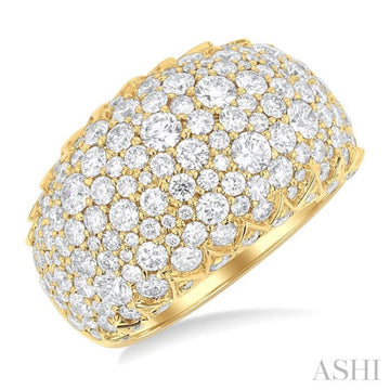 3 1/3 Ctw Round Cut Diamond Fashion Dome Ring in 14K Yellow Gold